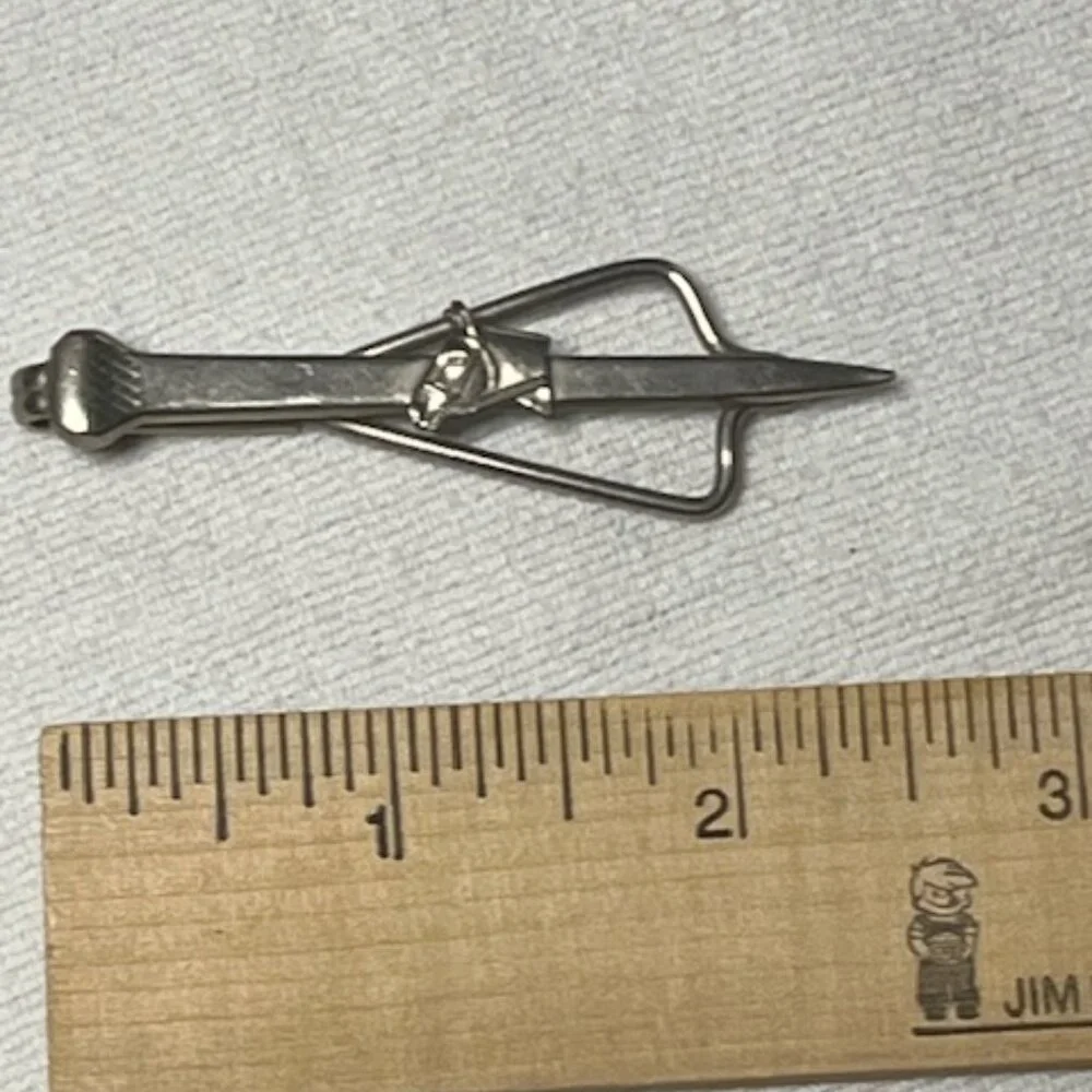 VTG Silver Tone Horse Head Equine Money Tie Clip Bar 2.5